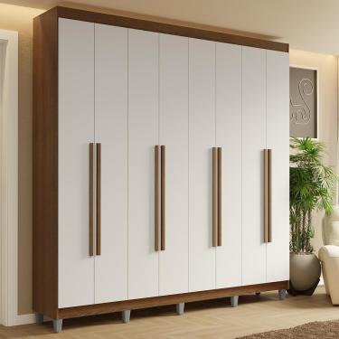 Imagem de Guarda-roupa Casal Com Pés 8 Portas Batentes Rustic-branco-rustic Saturno Madesa