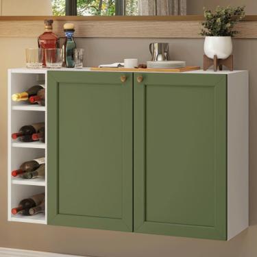Imagem de Buffet Aparador Com Adega 100cm 2 Portas Vik Madesa 16 Branco-verde