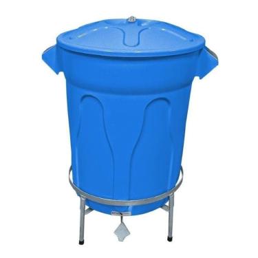 Imagem de Lixeira Redonda 100 L Azul + Pedal De Aço Desmontável Jsn