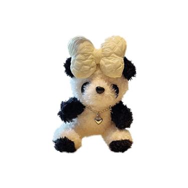 Imagem de Chaveiro de pelúcia Cute Panda para mulheres com laço e pingente de coração