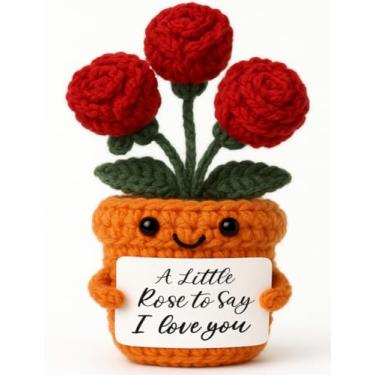 Imagem de TKGIFTHOT Presente de Natal I Love You para sua esposa, namorada, crochê, rosa, romântico, aniversário, Dia dos Namorados, presente de aniversário para My Love Keepsake
