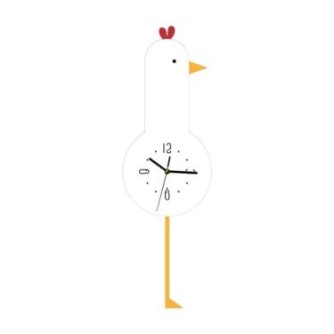 Imagem de FLCPJGV Relógio de parede em forma de pintinho com pêndulo oscilante, movimento silencioso, em acrílico, para cozinha, Cap