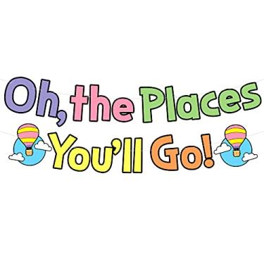 Imagem de KatchOn, Faixa Oh The Places You'll Go – 3 m, sem DIY | Let the Adventure Begin Banner para decoração de festa Bon Voyage | Banner Happy Last Day of School | Banner de aposentadoria, decorações de dia