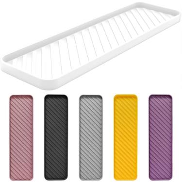Imagem de HvOvMvE Bandeja organizadora de silicone para pias de cozinha e banheiros. Seguro para lava-louças, bandeja de bancada antiderrapante, bandejas organizadoras de gaveta de banheiro. Perfeito para