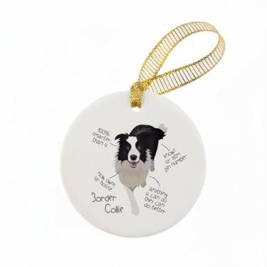 Imagem de Mancheng-zi Enfeite de Natal Border Collie, enfeite de presente Border Collie para decoração de árvore de Natal, enfeites decorativos de cerâmica para pendurar