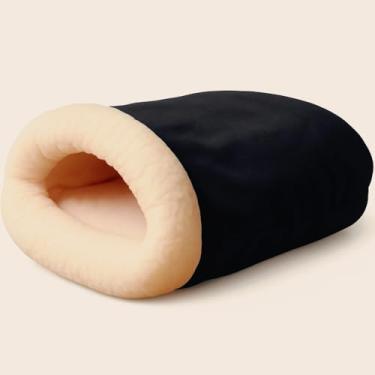 Imagem de Cama Pet，Cama para Gato Dormir，Saco de Dormir Ultramacio，Gorro Aconchegante Com Forro de PelúCia，Adequado para O Descanso do Seu Animal de EstimaçãO(PRETO)