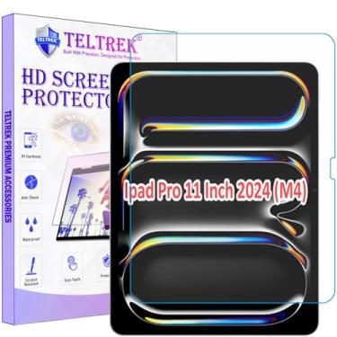 Imagem de TELTREK Pacote com 2 protetores de tela projetados para Apple iPad Pro 11 polegadas 2024 M4 (5ª geração) Protetor de tela de vidro temperado de nano fibra de 11 polegadas flexível, à prova de martelo