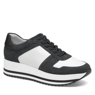 Imagem de Johnston & Murphy Plataforma feminina Gracie Color-Block com cadarço, Preto/branco, 40