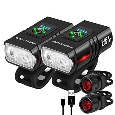 Imagem de 2 peças de luz LED T6 de 1000 lúmens, luz potente para bicicleta MTB, montanha, estrada, bicicleta, iluminação, lanterna de ciclismo, lâmpada recarregável (conjunto de 2 lâmpadas)