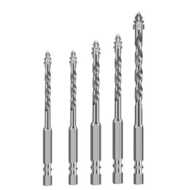 Imagem de RNXRZANK Broca Excêntrica de Quatro Canais com Dentes de Serra, Haste Hexagonal E Acessórios de Liberação Rápida. Alta Resistência para Pedra, Vidro, Mármore E, 5 Peças