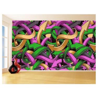 Imagem de Papel De Parede 3D Arte Graffiti Mural Setas Cor 3,5M Tra91 - Você Dec