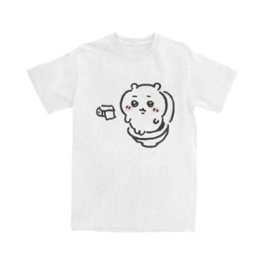 Imagem de Camiseta Unissex De Verão Com Manga Curta Chiikawa Toilet Time Camiset