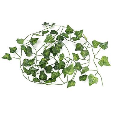 Imagem de Alomejor Folhas Falsas de Videiras Suspensas Artificiais para Répteis, Videira de 6,89 Pés de Comprimento, Decoração Dobrável e Realista Com Aparência, para Peixes e Caixa de Répteis (folhas de hera)