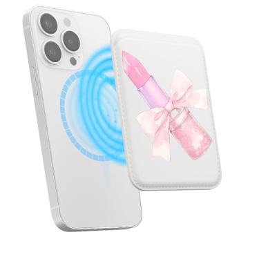 Imagem de Suporte magnético para iPhone, carteira fina de couro PU, capa para cartão, capa traseira para cartão, acessório de telefone fofo