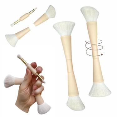 Imagem de Pincel Maquiagem 4 Em 1 Portátil Multifunção para viagem - Vegano - Cruelty-Free - Latex-Free (Bege)