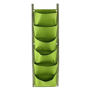 Imagem de 6 Bolsos Bolsa de Plantio Pendurada na Parede Jardim Vertical Plantoir para Crescimento Flores Legumes e Frutas Feltro Respirante Retentor Água Uso Interno