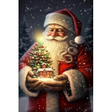 Imagem de Eter Kits de pintura de diamante, kits de pintura de diamante de Papai Noel de neve, kits de arte de pintura de diamante de Natal, artesanato de arte de parede faça você mesmo, decoração de quarto,