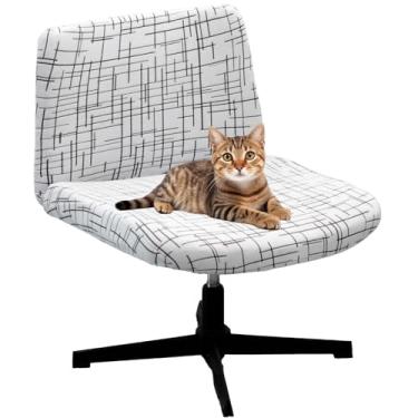 Imagem de FUANGUI Capa para cadeira cruzada, elástica com encosto médio, ampla e sem braços, capa de cadeira requintada para dormitório, casa, mesa, escritório, 02