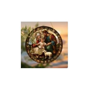 Imagem de Enfeite de disco de acrílico de Papai Noel de Natal para árvore, parede, janela, decoração de festa em casa (F)