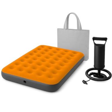 Imagem de Colchão Inflavel De Casal na cor laranja Com Bomba Multiuso + Bolsa - Teko