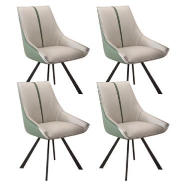 Imagem de SPXMQSS Cadeiras de mesa de jantar, cadeiras de jantar giratórias com apoios de braços e pernas de metal, cadeira estofada de sala de estar com encosto para sala de estar, recepção, restaurante, cinza