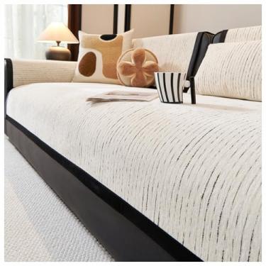 Imagem de SPXMQSS Capas de sofá para sofá seccional, capas de assento de sofá macias de chenille, capa universal antiderrapante para sofá de canto protetor de móveis em forma de L 1/2/3/4 lugares A 90 x 180 cm