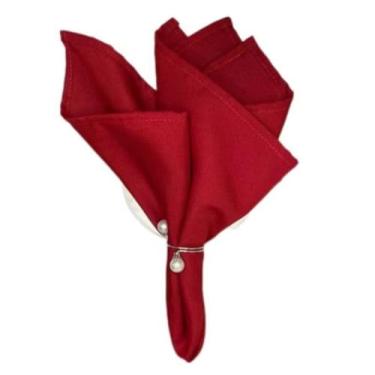 Imagem de Guardanapos de Tecido Vermelho, 35x35cm, Decoração de Natal, Kit com 4 Peças