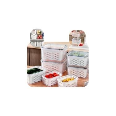 Imagem de Conjunto 3 Potes Herméticos, Plástico PP, Transparente com Tampa Preta, 500ml/1000ml/1700ml, Vedação Silicone, Empilhável