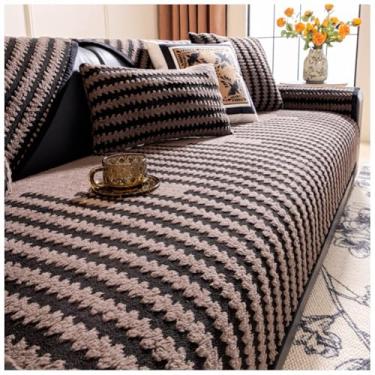 Imagem de SPXMQSS Capas de sofá para sofá seccional, protetor de móveis, capas de sofá de pelúcia grossas, macias, capas de almofada laváveis, universais, antiderrapantes em forma de L, 110 x 110 cm