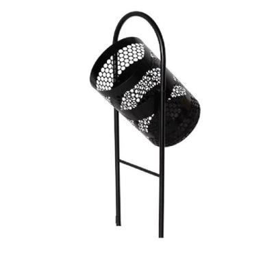 Imagem de Lixeira Para Calçada De Rua Paraíso Externa Preto em Aço para Piso - P