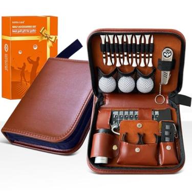 Imagem de SANTA CASA Conjunto de presente de golfe para Dia dos Pais - Acessórios de golfe completos para pai, homens e mulheres, com 3 bolas de golfe, estojo para bolsa, telêmetro, camisetas, escova, faca