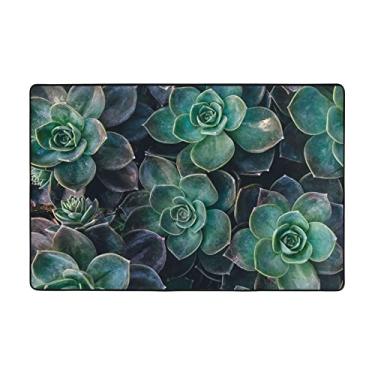 Imagem de Zeraoke Tapetes de área de plantas suculentas para sala de estar de 1,2 x 1,5 m, tapete macio e moderno, tapetes felpudos antiderrapantes para decoração de casa, tapete lavável para quarto, jantar,