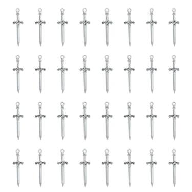 Imagem de Ruwado 50 pingentes de espada 3,4 x 1 cm pingentes vintage de adaga para fazer joias faça você mesmo, encontrar colar, pulseiras, chaveiro, Natal, Halloween, Ação de Graças, suprimentos de decoração