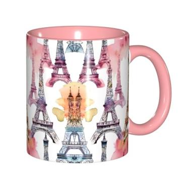 Imagem de Zeraoke French Paris Tour Eiffel Tower Print Canecas de café criativas, personalizadas, presente para família, tamanho de 325 ml, unissex