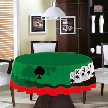 Imagem de Toalha de Mesa Baralho Aveludada Teka Cassino Redonda 160 CM