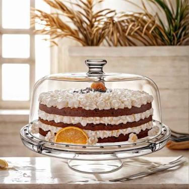 Imagem de Boleira de Vidro com Tampa Mônaco 5 Em 1 Para Bolos e Sobremesas Ruvol