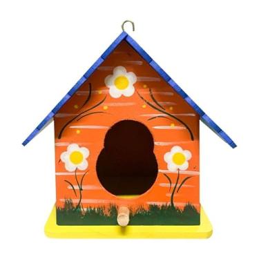 Imagem de Casinha Laranja Mod 1 p/pássaro em Mdf pintura à mão