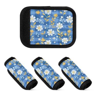 Imagem de Qilmy Lindas margaridas com alça de bagagem, embalagem com 2 identificadores de bagagem, identificadores de bagagem, capa confortável para carrinho de bebê, mala de viagem, acessórios de viagem de