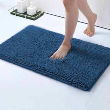 Imagem de Kit Tapete de Banheiro Bolinha Macarrão Antiderrapante 40x60cm - Microfibra Super Absorvente(4 Unidades,Azul)