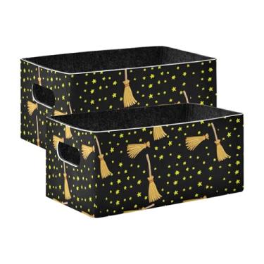 Imagem de Burbuja Vassouras de bruxa, caixa de armazenamento dobrável com alças – caixa de armazenamento de feltro para organizar brinquedos, livros, maquiagem, panos, meias em prateleira, armário, quarto, 2