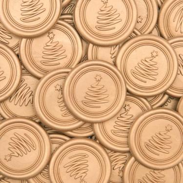 Imagem de Adesivos de selo de cera de Natal adesivos autoadesivos de selo de envelope ótimos para presentes de convite de Natal decoração de envelope de cartão de felicitações (árvore de Natal de cobre vintage