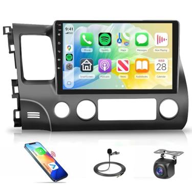 Imagem de Rádio estéreo automotivo 8Core 6G + 128G para Honda Civic 2006 2007 2008 2009 2010 2011, sem fio, CarPlay, Android Auto, GPS WiFi, rádio com tela sensível ao toque de 10 polegadas, Bluetooth, câmera
