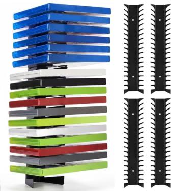 Imagem de Ebrima 4 pacotes de armazenamento de videogame, prateleira de armazenamento de mídia, 72 compartimentos, suporte de parede para PS, DVD, organizador de jogos Xbox Switch