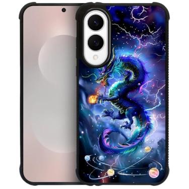 Imagem de CARLOCA Capa para Samsung Galaxy S25 Edge, design de dragão da escuridão à prova de choque com airbag de 4 lados, capa protetora de TPU antiarranhões e antiderrapante para homens e mulheres