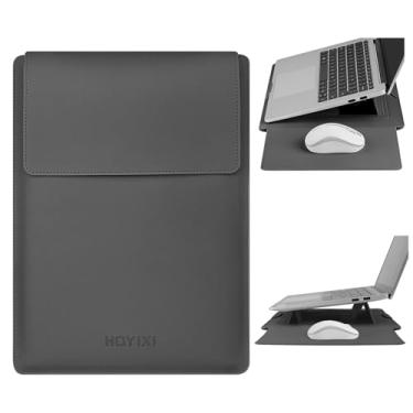 Imagem de HoYiXi Capa para laptop de 15,6 polegadas de couro PU com suporte compatível com MacBook Pro 16/15,4 polegadas, MacBook Pro 15, Mac Air 15/Dell, Matebook, Asus, bolsa para laptop de 15 a 16 polegadas