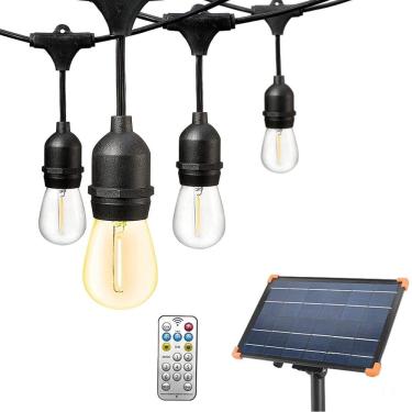 Imagem de Varal De Luzes Solar Externo 8 Lâmpadas Led Filamento 2700K