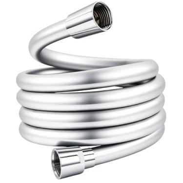 Imagem de HAOMIAO Mangueira de chuveiro de PVC não emaranhada, ajuste universal para Moen/Kohler, à prova de explosão e seguro para bebês. À prova de vazamento, para trailer/banheiro/uso portátil! (prata, 79)