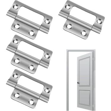 Imagem de 4 peças dobradiças de porta de armário resistentes, rolamentos silenciosos, dobradiças silenciosas para quarto, cozinha, guarda-roupa e móveis para trailers, peças de porta plana