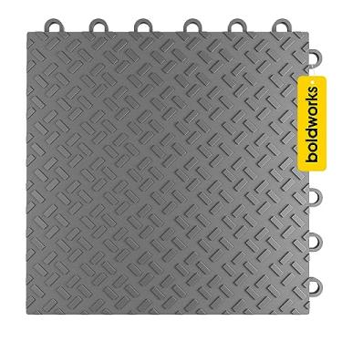 Imagem de Azulejos de piso de garagem interligados pacote com 48 peças antiderrapantes resistentes a óleo e manchas 18,143 kg, capacidade de carga 30,5 x 30,5 cm, cor cinza