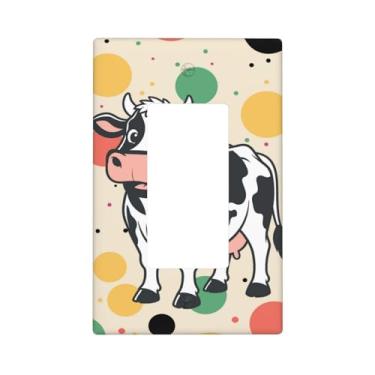 Imagem de Indokyeyqaz Placa decorativa para interruptor de luz de vaca de bolinhas coloridas, placas de parede decorativas, 1 placa de interruptor de gangue e capas de tomada 6,9 cm x 11,2 cm para quarto